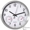 Clockswise Non-Ticking Quartz Wall Clock with Thermometer & Hygrometer - Battery Operated Aluminum Analog Clock for Temperature & Humidity Monitoring - Ideal for Home, Office or School, Silver